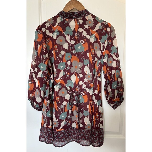 Vintage Forever 21 Shirt Large Baby Doll Flowy Sheer Tunic Boho Festival Cottage - Picture 4 of 11